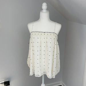 Loft spaghetti strap black&white polka dot top